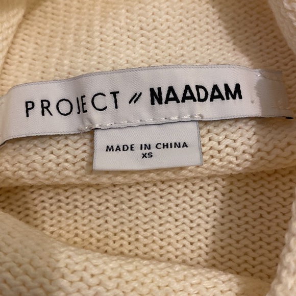 Project Naadam Cream Ruffle Cable Knot Sweater. Size Xs - Picture 6 of 8